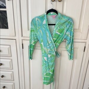 Lilly Pulitzer Green and White Wrap Dress